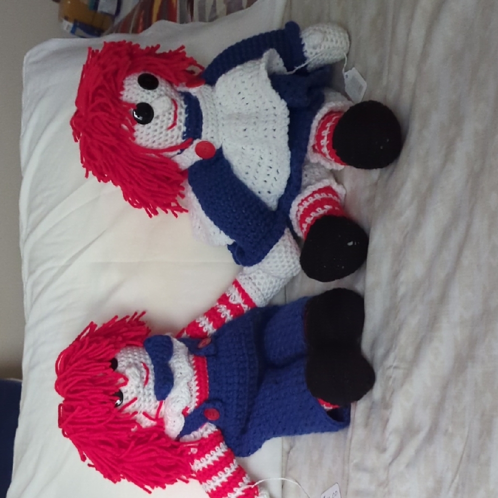 Adorable Crochet Doll Pair with Red Hair